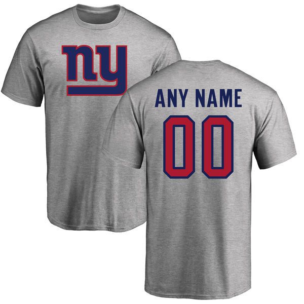 Men New York Giants NFL Pro Line Ash Custom Name and Number Logo T-Shirt